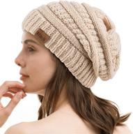 🧣 stylish unisex slouchy beanie hat for winter - redess chunky soft oversized cable knit cap logo