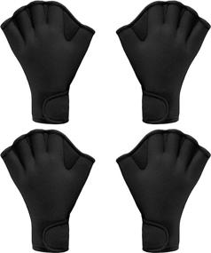 img 4 attached to 🏊 Enhance Your Swim Training with 2 Pairs of Aqua Fit Neoprene Webbed Swimming Gloves - Water Resistance & Wrist Strap Included