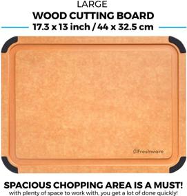 img 3 attached to Large Natural Slate Wood Cutting Board with Juice Grooves, Dishwasher Safe, Non-Porous, BPA Free - 17.3 x 13-inch