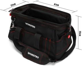 img 3 attached to 🛠️ 16-inch WORKPRO Close Top Wide Mouth Tool Storage Bag with Waterproof Rubber Base, W081022A, 16 inches