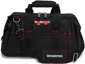 img 4 attached to 🛠️ 16-inch WORKPRO Close Top Wide Mouth Tool Storage Bag with Waterproof Rubber Base, W081022A, 16 inches