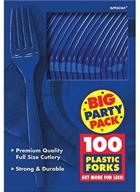 🍴 100 ct. big party pack plastic forks, bright royal blue, premium party supply logo