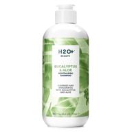 🌿 h2o+ revitalizing shampoo: eucalyptus, aloe, vitamin b & e infused. energizing, paraben, mineral oil, and phthalate-free formula for clean, soft, shiny, and manageable hair. logo