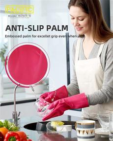 img 2 attached to 🧤 PACIFIC PPE Nitrile Dishwashing Gloves - 2 Pairs, Kitchen Cleaning, Rose Red, Medium Size