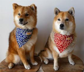 img 1 attached to Karakusa Japanese Shiba Inu Dog 🐶 Bandana with Adjustable Collar by Kawaii Shiba Co.