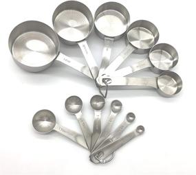 img 2 attached to 🥄 Premium Stainless Steel Measuring Cups and Spoons Set - Heavy Duty 12-Piece Kit with 6 Cups and 6 Spoons - Complete Precision for Cooking and Baking (1)