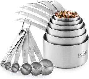 img 4 attached to 🥄 Premium Stainless Steel Measuring Cups and Spoons Set - Heavy Duty 12-Piece Kit with 6 Cups and 6 Spoons - Complete Precision for Cooking and Baking (1)