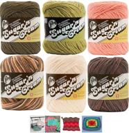 lily sugar n' cream variety assortment 6 pack bundle - 100% cotton, medium 4 worsted yarn with 4 patterns (asst 56) logo