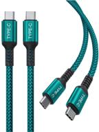 🔌 usb-c to type-c 100w cable - 15ft/2-pack, power delivery fast charging pd charger extra long cord for macbook pro mac 16 air 4 4th gen 2020, ipad pro 11, samsung galaxy note 10 20 s21 s20 21 plus ultra logo