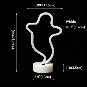 img 1 attached to 👻 Neon Ghost Signs Christmas Lights | LED Ghost Shape Lamp Neon Lights for Wall Decor | Festival, Party | Teen Girls Boys Bedroom Décor - Ghost with Holder Base (Red)