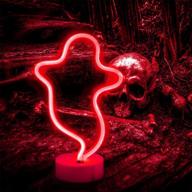 👻 neon ghost signs christmas lights | led ghost shape lamp neon lights for wall decor | festival, party | teen girls boys bedroom décor - ghost with holder base (red) логотип