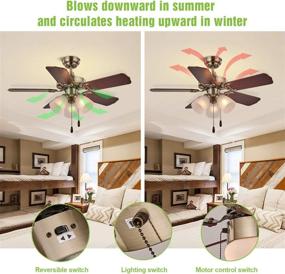 img 3 attached to 🌀 Fansose 36-Inch Indoor Ceiling Fan: Wood Blade, Noiseless Motor, Reversible, E26 Lamp Holders & Pull-Wire Control