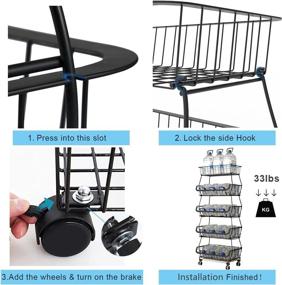 img 1 attached to 🍎 5-Tier Stackable Fruit Basket with Wheels - Kitchen Wire Rack for Fruit and Vegetable Storage, Pantry Food Organizer Shelf - Storage Cart for Onion, Potato, and Produce Snacks