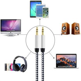 img 1 attached to 🔌 Aux-кабель для автомобиля - CableLovers, 5 штук, 5 футовый стерео вспомогательный кабель - аудио кабель 3,5 мм - прочный нейлоновый оплетенный мужской кабель для наушников на наушниковый разъем Aux для iPhone, iPad, Beats, Samsung Galaxy, Sony, Echo Dot, планшет