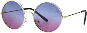 img 4 attached to Hippie Style Round Circle Lens Tie Dye Gradient Metal Sunglasses for Kids