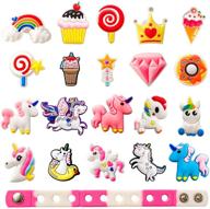 20pcs unicorn shoe charms for clogs shoes & bracelets, cute pvc charms decorations for girls party favors & birthday gifts logo