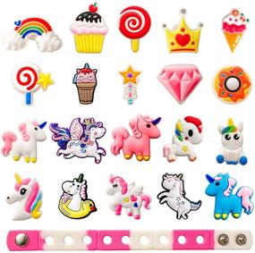img 4 attached to 20PCS Unicorn Shoe Charms for Clogs Shoes & Bracelets, Cute PVC Charms Decorations for Girls Party Favors & Birthday Gifts