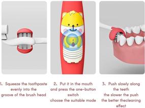 img 1 attached to 🦷 Зубная щетка Sunartec Triple Kids Sonic: перезаряжаемая трехсторонняя зубная щетка с частотой 32000 оборотов в минуту, с 3 сменными насадками, таймером, водонепроницаемая - идеально подходит для детей от 3 лет!