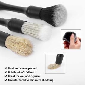 img 2 attached to 🚗 eFuncar Car Detailing Brush Kit - Premium 3-Pack Auto Boar Hair Brush Set for Effortless Cleaning of Air Vents, Engine Bays, Dashboard & Wheels - No Scratch Microfiber Brushes Included