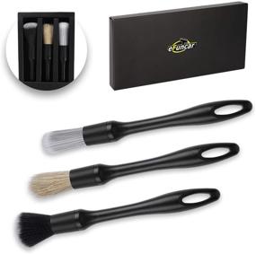 img 4 attached to 🚗 eFuncar Car Detailing Brush Kit - Premium 3-Pack Auto Boar Hair Brush Set for Effortless Cleaning of Air Vents, Engine Bays, Dashboard & Wheels - No Scratch Microfiber Brushes Included