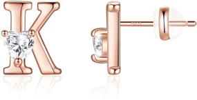 img 4 attached to 🌟 Dazzling Initial Stud Earrings for Girls: 14K Gold Plated S925 Sterling Silver Post Earrings – Hypoallergenic & Stylish Choice for Kids, Toddlers, and Little Girls