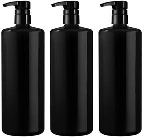 img 4 attached to 🧴 Pack of 3 Black Bar5F Empty Shampoo Bottles with Pump - 1 Liter/32 Ounce Refillable Dispensing Containers for Conditioner, Body Wash, Hair Gel, Liquid Soap, DIY - Gloss Finish