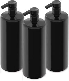 img 3 attached to 🧴 Pack of 3 Black Bar5F Empty Shampoo Bottles with Pump - 1 Liter/32 Ounce Refillable Dispensing Containers for Conditioner, Body Wash, Hair Gel, Liquid Soap, DIY - Gloss Finish