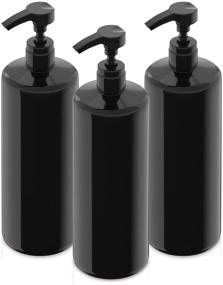 img 2 attached to 🧴 Pack of 3 Black Bar5F Empty Shampoo Bottles with Pump - 1 Liter/32 Ounce Refillable Dispensing Containers for Conditioner, Body Wash, Hair Gel, Liquid Soap, DIY - Gloss Finish