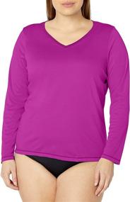 img 2 attached to 👙 Stay Protected in Style with Kanu Surf Women's Plus-Size Solid UPF 50+ Long Sleeve Swim Shirt Rashguard