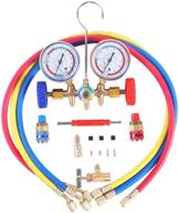jifetor 3 way ac manifold gauge set: hvac diagnostic freon charging tool for auto household r12 r22 r404a r134a refrigerant logo