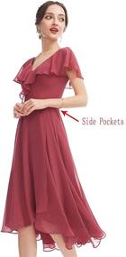 img 3 attached to SYYS Chiffon Bridesmaid Ruffle Pockets Women's Clothing for Dresses