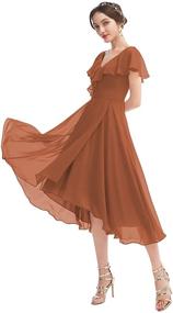 img 4 attached to SYYS Chiffon Bridesmaid Ruffle Pockets Women's Clothing for Dresses