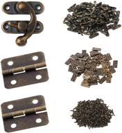 howdia antique right latch hook hasp and small box mini hinges set with replacement screws – 25 sets of hooks and 50 sets of hinges in antique bronze for wood jewelry boxes логотип