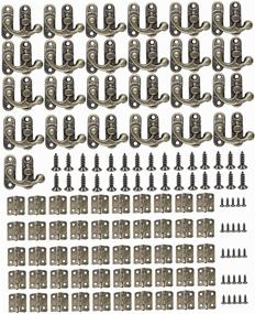 img 2 attached to Howdia Antique Right Latch Hook Hasp and Small Box Mini Hinges Set with Replacement Screws – 25 Sets of Hooks and 50 Sets of Hinges in Antique Bronze for Wood Jewelry Boxes