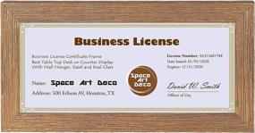 img 4 attached to 🌟 Stylish Space Art Deco Gold Frame for 4x9 Business Licenses/Certificates - Tempered Glass, Hanging & Tabletop Options (Set of 1)