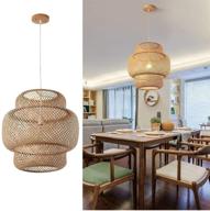 danggeoi hand-woven bamboo pendant light: natural rattan handwoven lamp for kitchen farmhouse, beige chandelier with domed shape - 1 light hanging light (14.96 x 15.71inch) logo