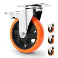 🔩 w b d weibida 5 inch swivel caster wheels: heavy duty, 1400lbs capacity | no noise polyurethane wheels for furniture & cart set of 4 | dual locking | free bolts, nuts & spanner logo