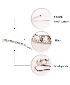 img 3 attached to 💎 12-Piece Rhinestone Bobby Pin Set, Metal Hair Clips with Clear Crystal Rows - Ideal Hair Barrette Pins for Women, Ladies, and Teen Girls