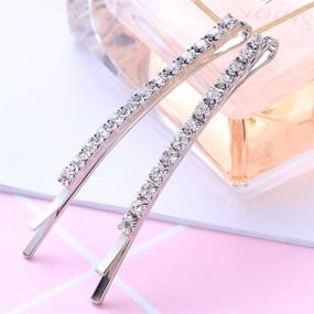 img 1 attached to 💎 12-Piece Rhinestone Bobby Pin Set, Metal Hair Clips with Clear Crystal Rows - Ideal Hair Barrette Pins for Women, Ladies, and Teen Girls