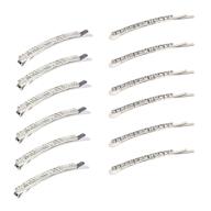 💎 12-piece rhinestone bobby pin set, metal hair clips with clear crystal rows - ideal hair barrette pins for women, ladies, and teen girls logo