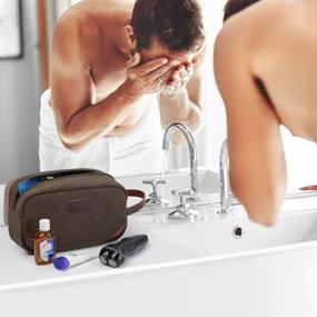 img 1 attached to 🧳 Ultimate Men's Travel Toiletry Organizer Bag - Canvas Shaving Dopp Kit TSA Approved (Coffee): Essential for Smart Traveling!