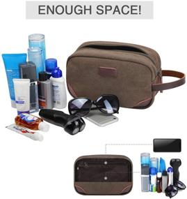 img 2 attached to 🧳 Ultimate Men's Travel Toiletry Organizer Bag - Canvas Shaving Dopp Kit TSA Approved (Coffee): Essential for Smart Traveling!