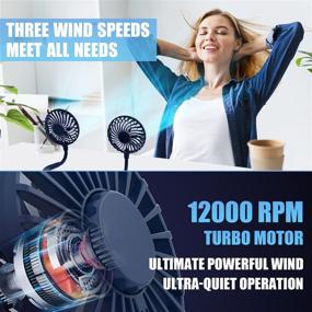 img 2 attached to 🌀 Portable Neck Fan with Rechargeable 2600mAh Batteries and Charger - Powerful and Quiet Hands-Free Personal Fan for Travel, Gardening, Cooking, and Working