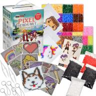 🧩 kids' pixel art fuse beads kit - complete adventure set with pegboard, stickers, patterns, ties, and keychain rings - 13,000 fuse beads in 29 vibrant colors by evoretro logo