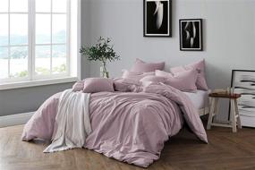 img 4 attached to 🛏️ Swift Home Prewashed Chambray Duvet Cover Bedding Set in Dusty Lavender - 100% Cotton Yarn Dyed, Breathable, Natural Wrinkled Look - Full/Queen Size (Comforter Not Included)