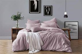 img 3 attached to 🛏️ Swift Home Prewashed Chambray Duvet Cover Bedding Set in Dusty Lavender - 100% Cotton Yarn Dyed, Breathable, Natural Wrinkled Look - Full/Queen Size (Comforter Not Included)
