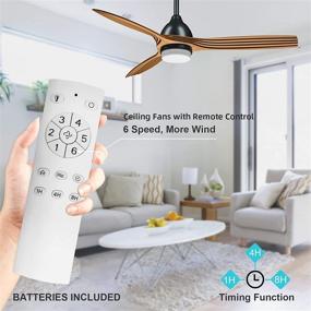 img 2 attached to Obabala 52'' Ceiling Fans with Lights Remote Control, Brushed Hand Carved, 3-Level Timer, 6-Speed Reversible Quieter Motor for Living Room, Bedroom, Patio - Wood Walnut Blades