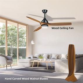 img 3 attached to Obabala 52'' Ceiling Fans with Lights Remote Control, Brushed Hand Carved, 3-Level Timer, 6-Speed Reversible Quieter Motor for Living Room, Bedroom, Patio - Wood Walnut Blades