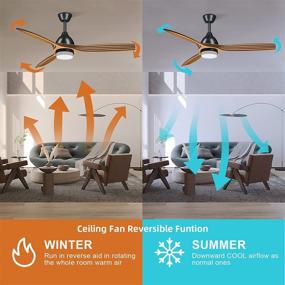 img 1 attached to Obabala 52'' Ceiling Fans with Lights Remote Control, Brushed Hand Carved, 3-Level Timer, 6-Speed Reversible Quieter Motor for Living Room, Bedroom, Patio - Wood Walnut Blades