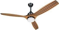 obabala 52'' ceiling fans with lights remote control, brushed hand carved, 3-level timer, 6-speed reversible quieter motor for living room, bedroom, patio - wood walnut blades логотип